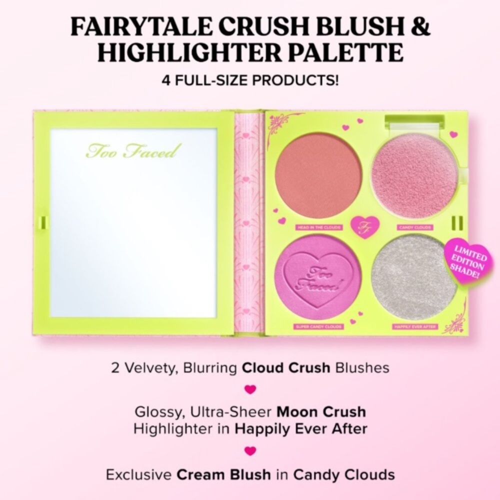Too Faced Fairytale Crush Blush & Highlighter Palette Limited Edition 2025 NEW!